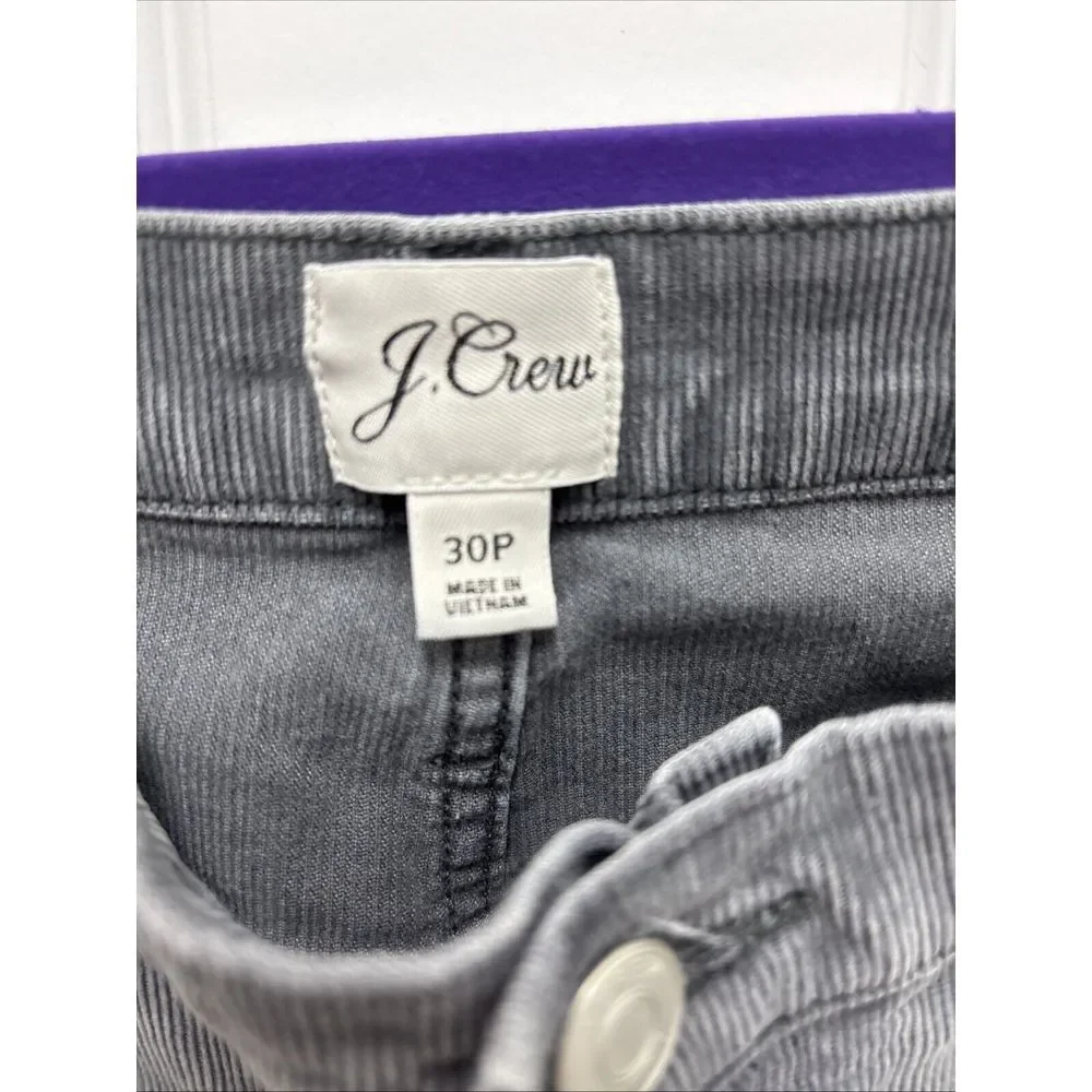 J.Crew Gray‎ Vintage Slim Straight Stretch Velvet Pants - Women's Size 30 Petite